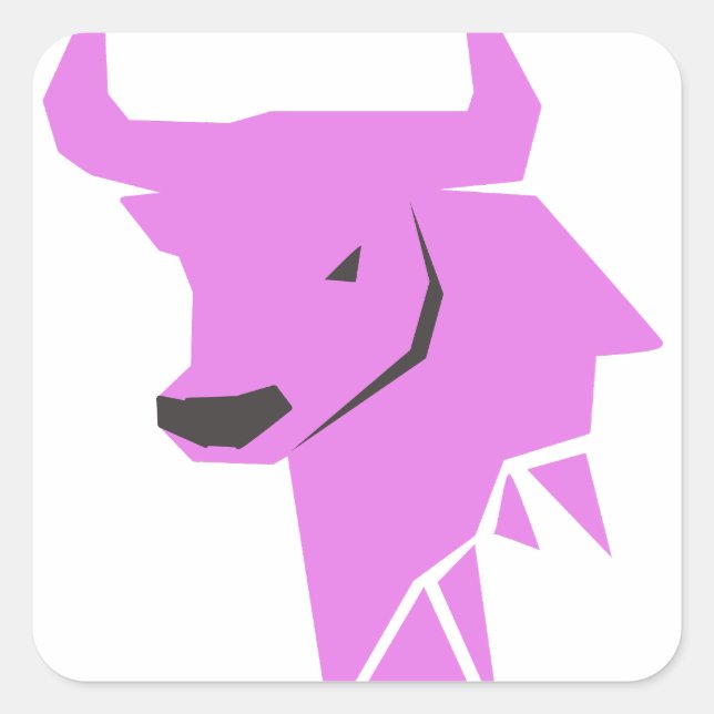 Pink Bull Silhouette Square Sticker (Front)