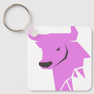 Pink Bull Zodiac – Soft Taurus Silhouette Keychain