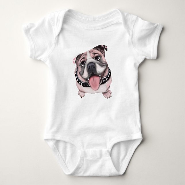 Pink Bulldog Baby Shirt (Front)