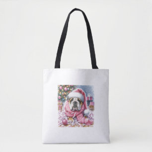 Pink Bulldog Christmas ‘said no one ever’ Tote Bag