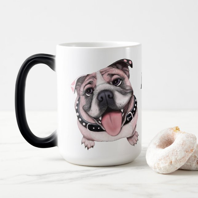 Pink Bulldog Mug (With Donut)