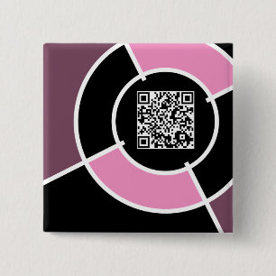 pink bullseye QR code 15 Cm Square Badge