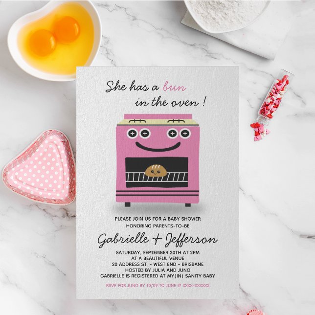 Pink Bun In The Oven Baby Shower Invitation (Creator Uploaded)