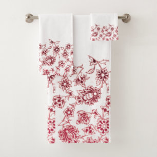 Pink Bunches of Flowers Bath Towel Set