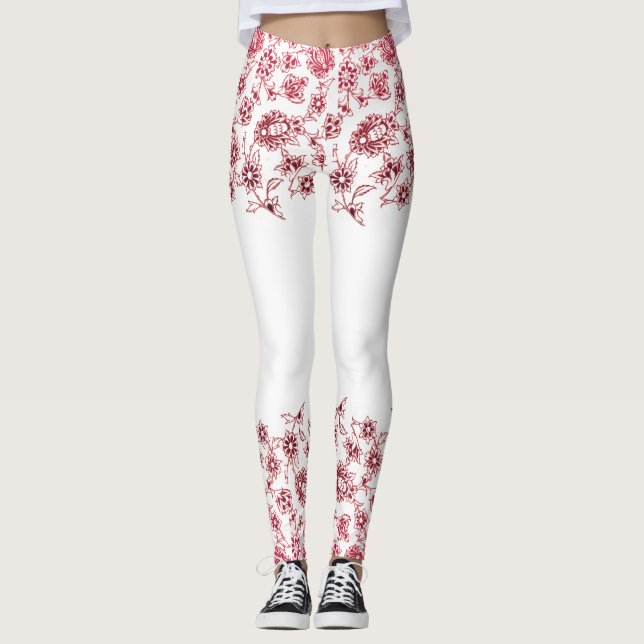 Pink Bunches of Flowers Leggings (Front)