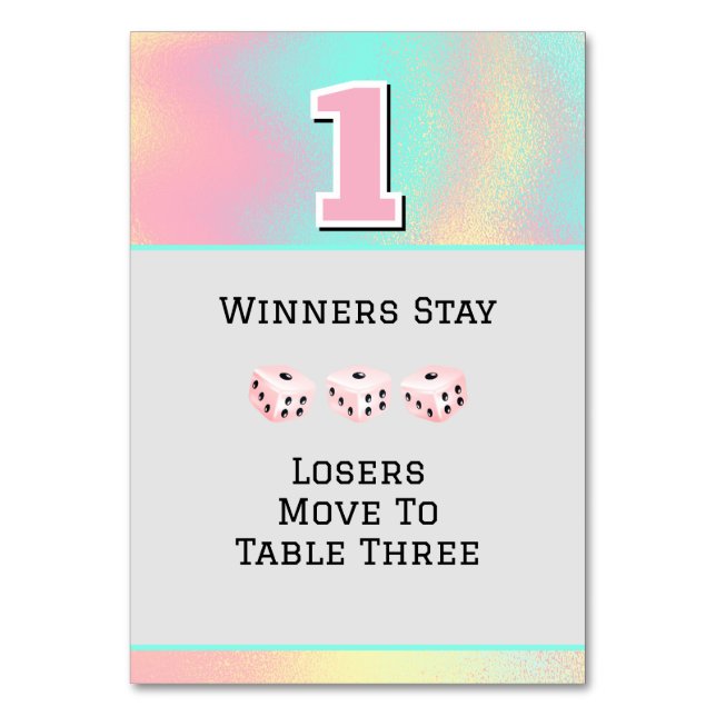 Pink Bunco #1 Table Card (Front)