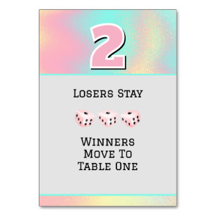 Pink Bunco #2 Table Card
