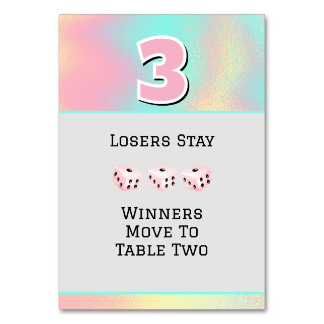 Pink Bunco #3 Table Card (Front)