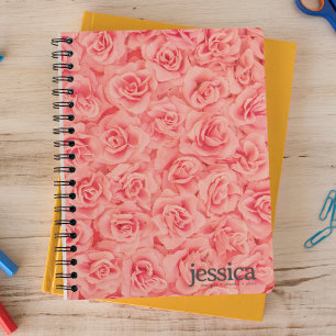Pink Bundled Rose Rounded Modern Typography Notebook