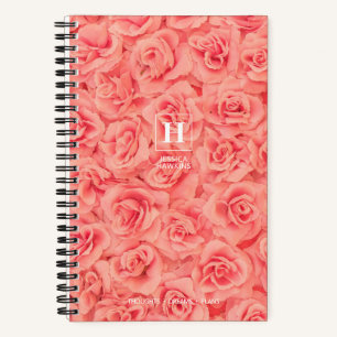 Pink Bundled Roses Classic Monogram Notebook