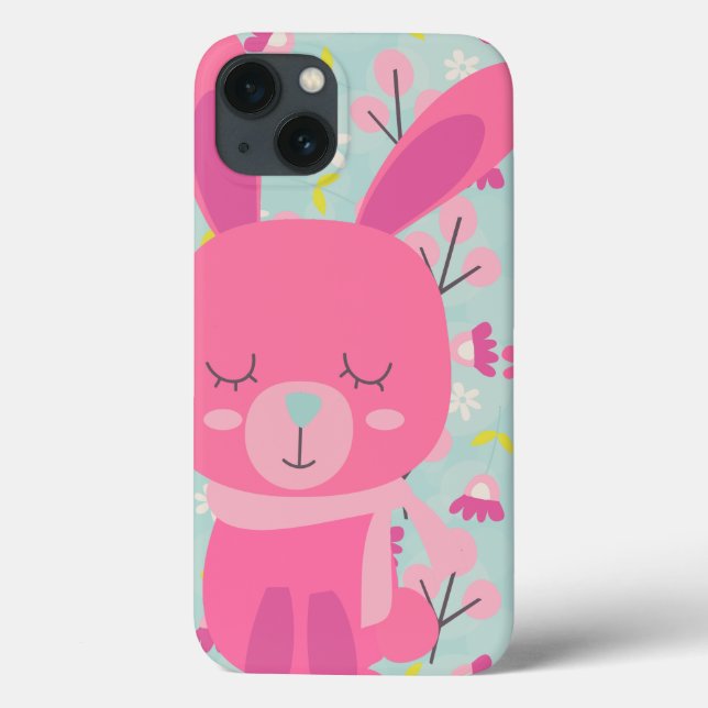 Pink Bunnies and Flowers Case-Mate iPhone Case (Back)