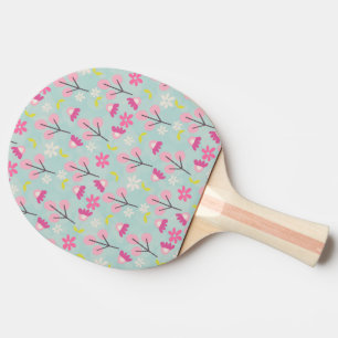 Pink Bunnies and Flowers Ping Pong Paddle
