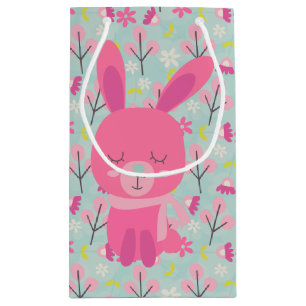 Pink Bunnies and Flowers Small Gift Bag
