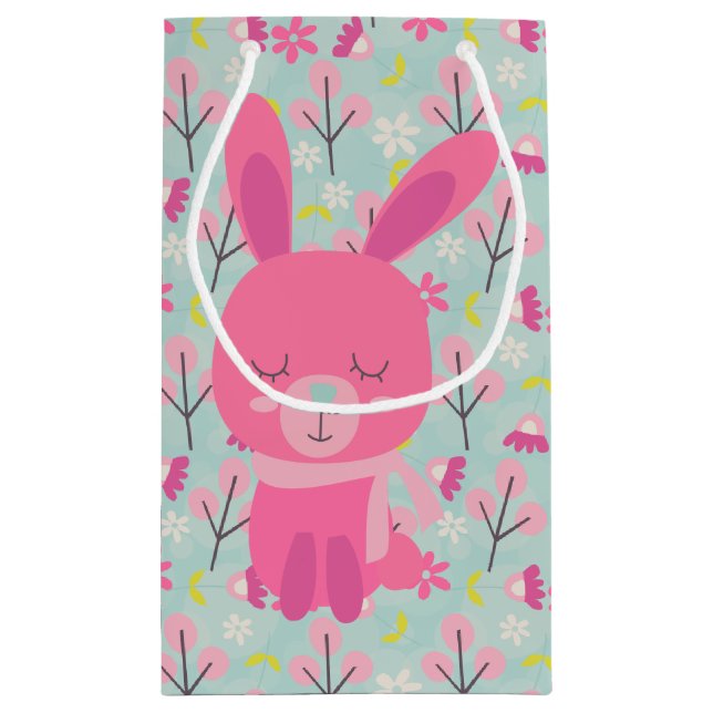 Pink Bunnies and Flowers Small Gift Bag (Back)