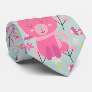 Pink Bunnies and Flowers Tie