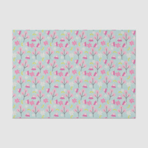 Pink Bunnies and Flowers Tissue Paper