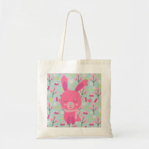 Pink Bunnies and Flowers Tote Bag