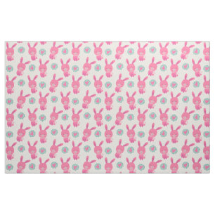 Pink Bunnies and Hearts Fabric