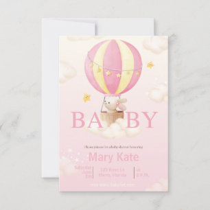 Pink Bunny Baby Shower Invitation
