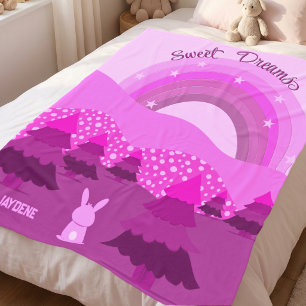 Pink Bunny Bedtime Story Fleece Blanket