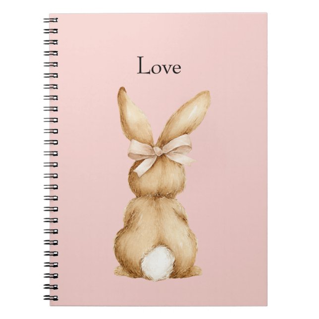 Pink Bunny Bow White Tail Notebook (Front)
