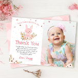 Pink Bunny Butterfly Birthday Photo Thank You Card<br><div class="desc">Pink Some Bunny Butterfly Birthday Photo Thank You Card</div>
