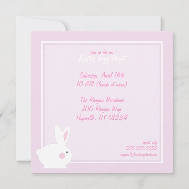 Pink Bunny Easter Egg Hunt Invitations (Front)