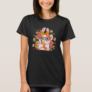 Pink Bunny Farming Sunglasses Flowers Rabbit Eggs T-Shirt