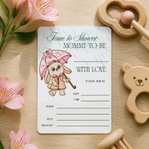 Pink Bunny Fill In Baby Shower Invitation