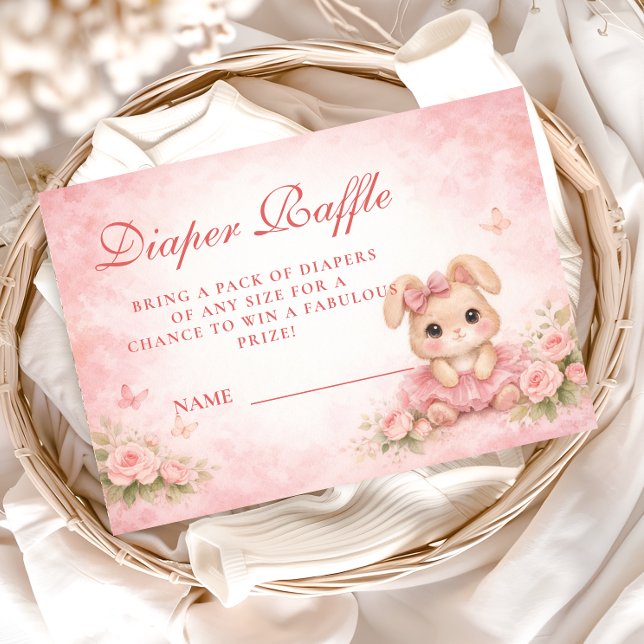 Pink Bunny Floral Diapper Raffle Enclosure Card (Creator Uploaded)