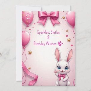 Pink Bunny Girl Birthday Celebration 🐰 Invitation