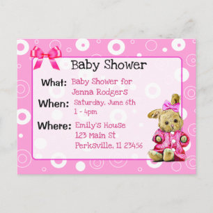 Pink Bunny Girl's Baby Shower Invitation Postcard