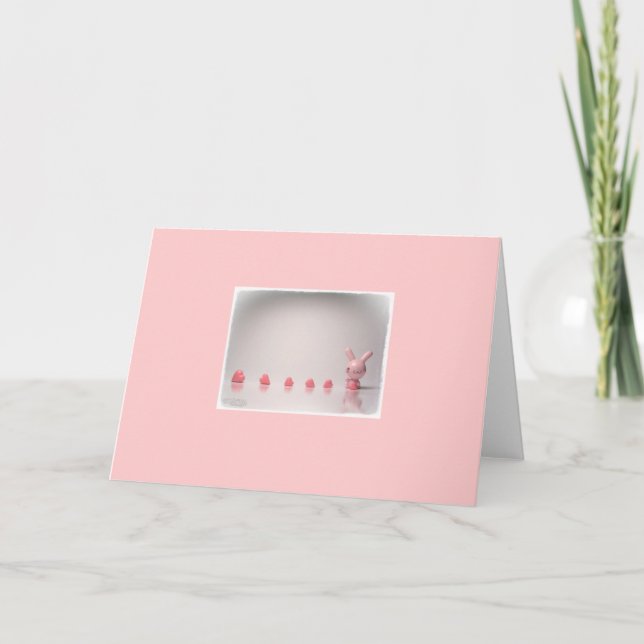 pink bunny & heart candy note cards (Front)