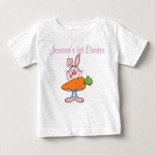 Pink Bunny Holding Huge Carrot Custom Baby T-Shirt