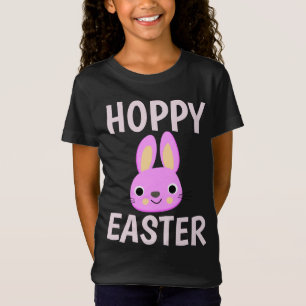 PINK BUNNY HOPPY EASTER KIDS T-SHIRTS