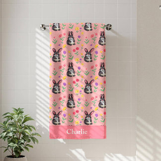 Pink Bunny Kids Bath Towel