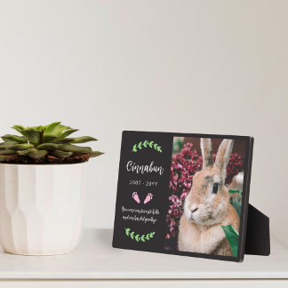 Pink Bunny Paws Greenery Photo Rabbit Memorial Plaque