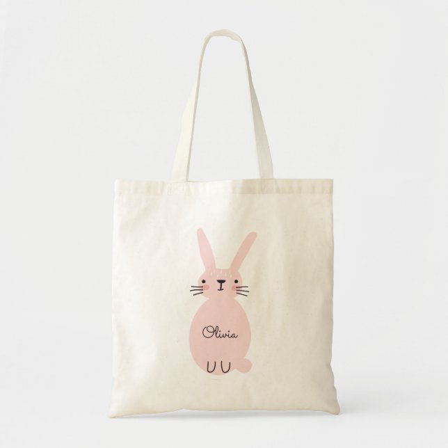 Pink Bunny Personalised Tote Bag (Front)