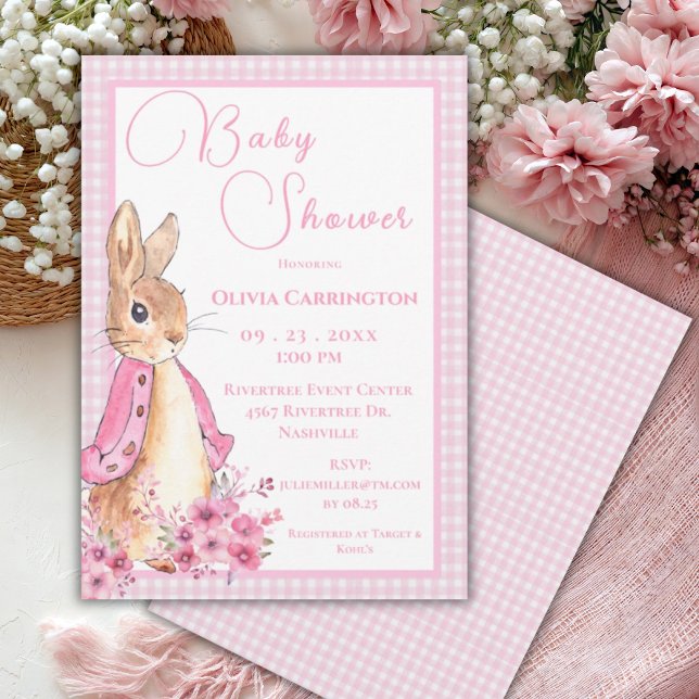Pink Bunny Rabbit Baby Shower Invitation (Creator Uploaded)
