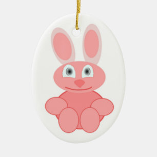 PINK BUNNY RABBIT CERAMIC TREE DECORATION