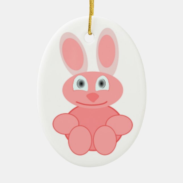 PINK BUNNY RABBIT CERAMIC TREE DECORATION (Front)
