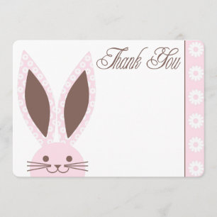Pink Bunny Rabbit Thank you card