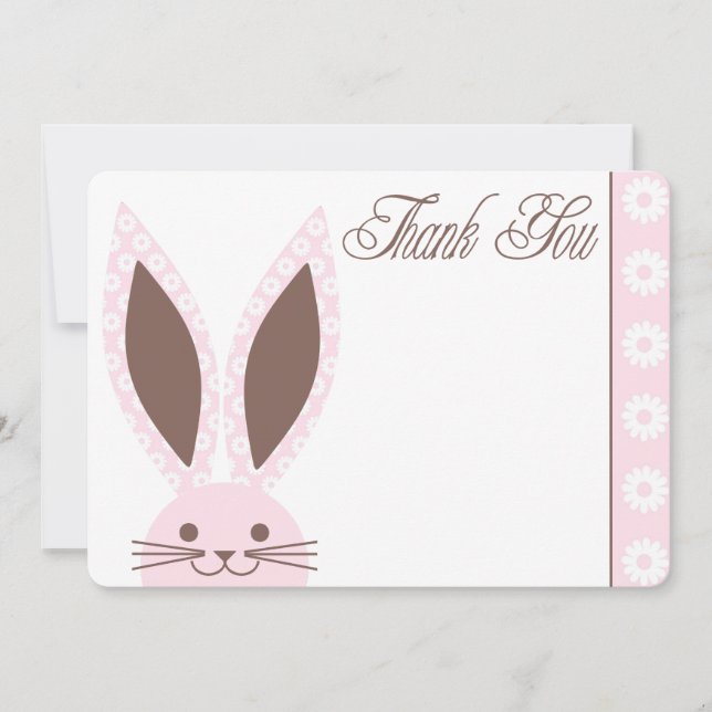 Pink Bunny Rabbit Thank you card (Front)