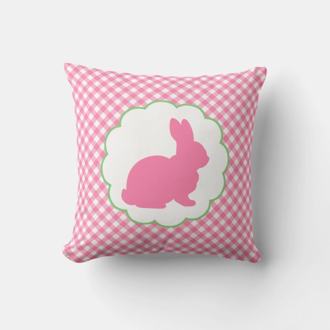 Pink Bunny Silhouette Cushion (Front)