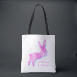 Pink Bunny Silhouette Cute Custom Girl Baby Shower Tote Bag<br><div class="desc">This pink bunny silhouette with floral pattern is illustrated in watercolor.  The tote bag design is tailored for pink baby shower as gifts / souvenirs. Personalize to meet your needs and make it unique!</div>