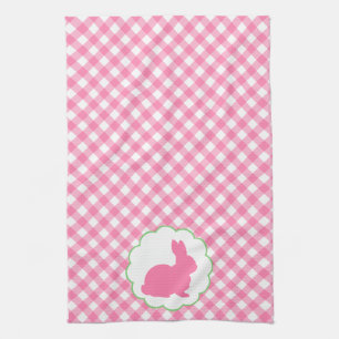 Pink Bunny Silhouette Tea Towel