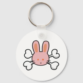 pink bunny Skull and Crossbones Key Ring