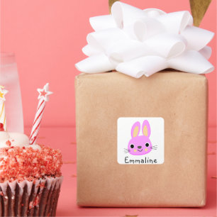 Pink Bunny • Spring + Easter Square Sticker
