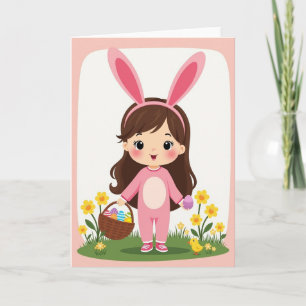 Pink Bunny Spring Oval Pattern Card