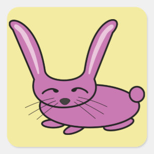 Pink bunny square sticker